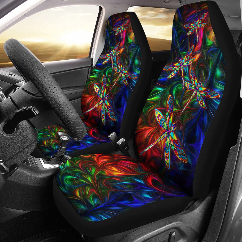 Dragonfly Cosmic Light Color Carseat Covers, Car Seat Set Of Two, Automotive Seat Covers