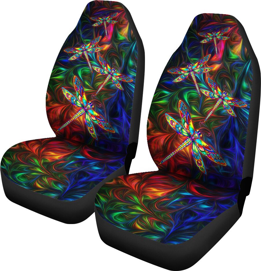 Dragonfly Cosmic Light Color Carseat Covers, Car Seat Set Of Two, Automotive Seat Covers