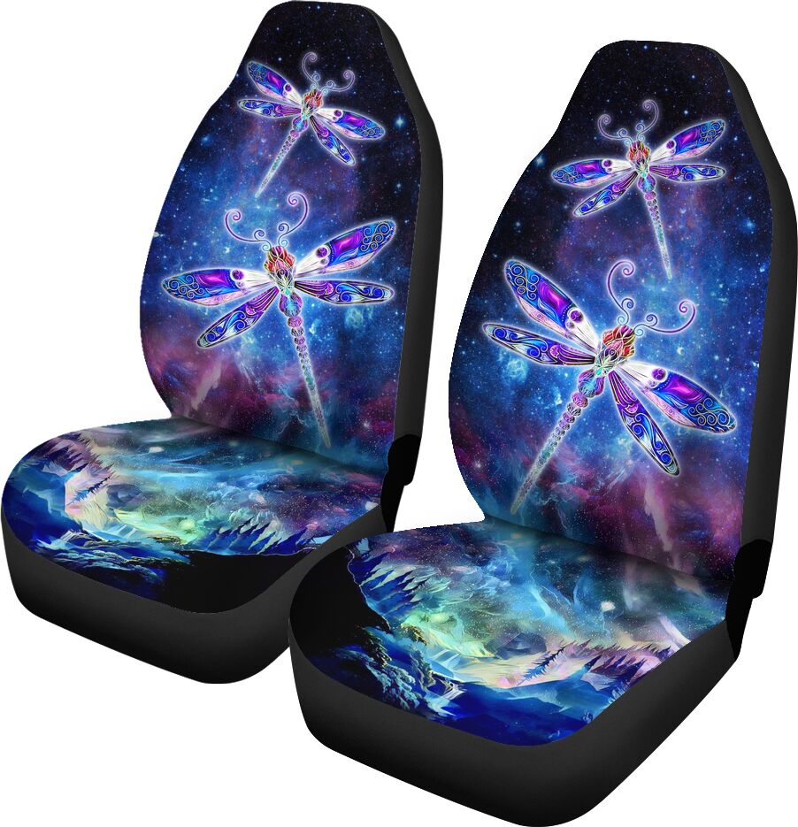 Dragonfly Galaxy Blue Car Seat Covers, Car Seat Set Of Two, Automotive Seat Covers
