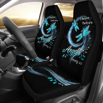 Dragonfly I Believe There Are Angels Among US Car Seat Covers, Car Seat Set Of Two, Automotive Seat Covers