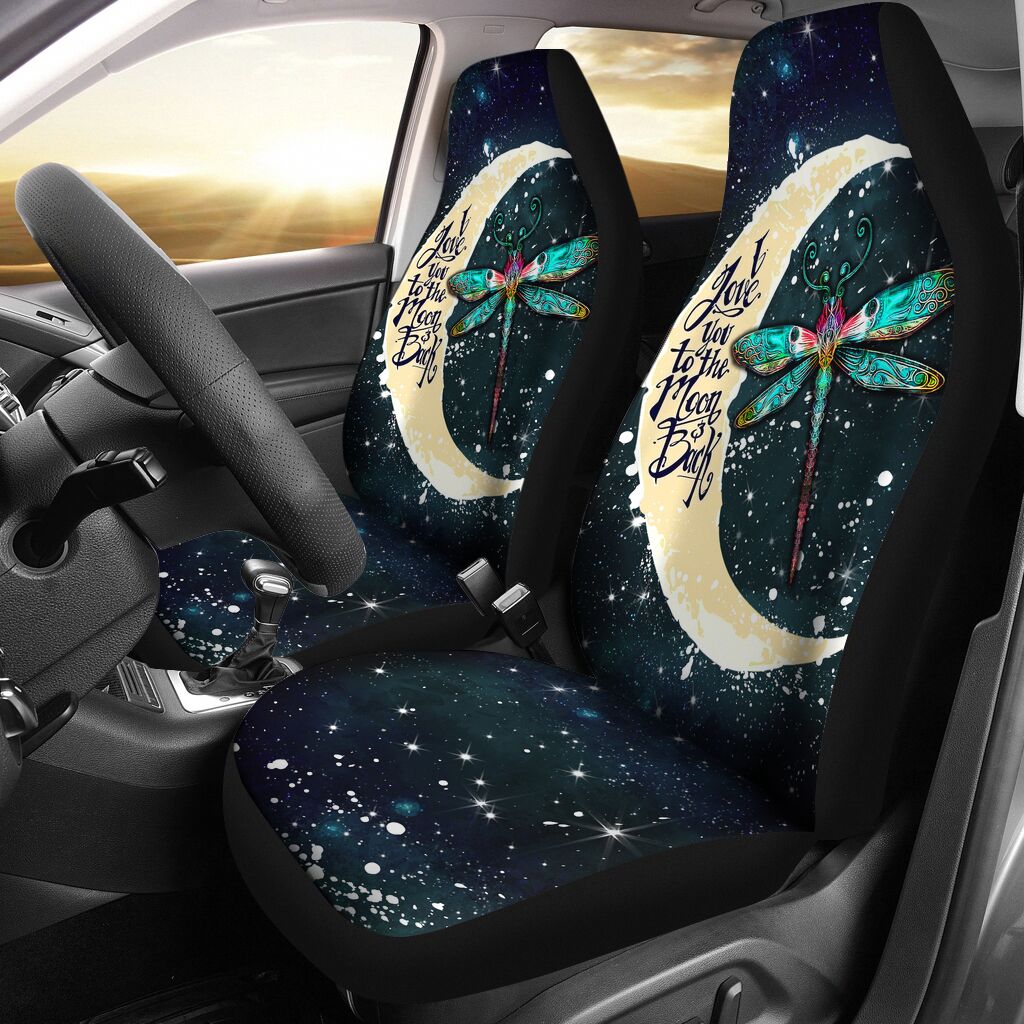 Dragonfly I Love You To The Moon And Back Car Seat Covers, Car Seat Set Of Two, Automotive Seat Covers