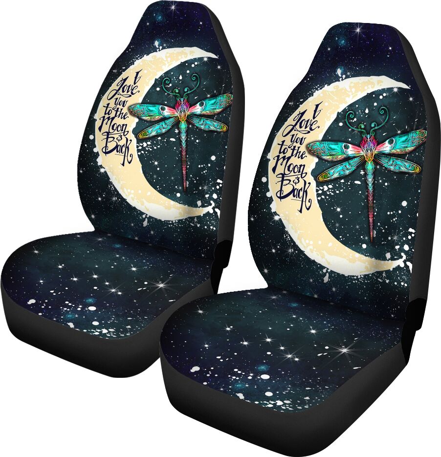 Dragonfly I Love You To The Moon And Back Car Seat Covers, Car Seat Set Of Two, Automotive Seat Covers