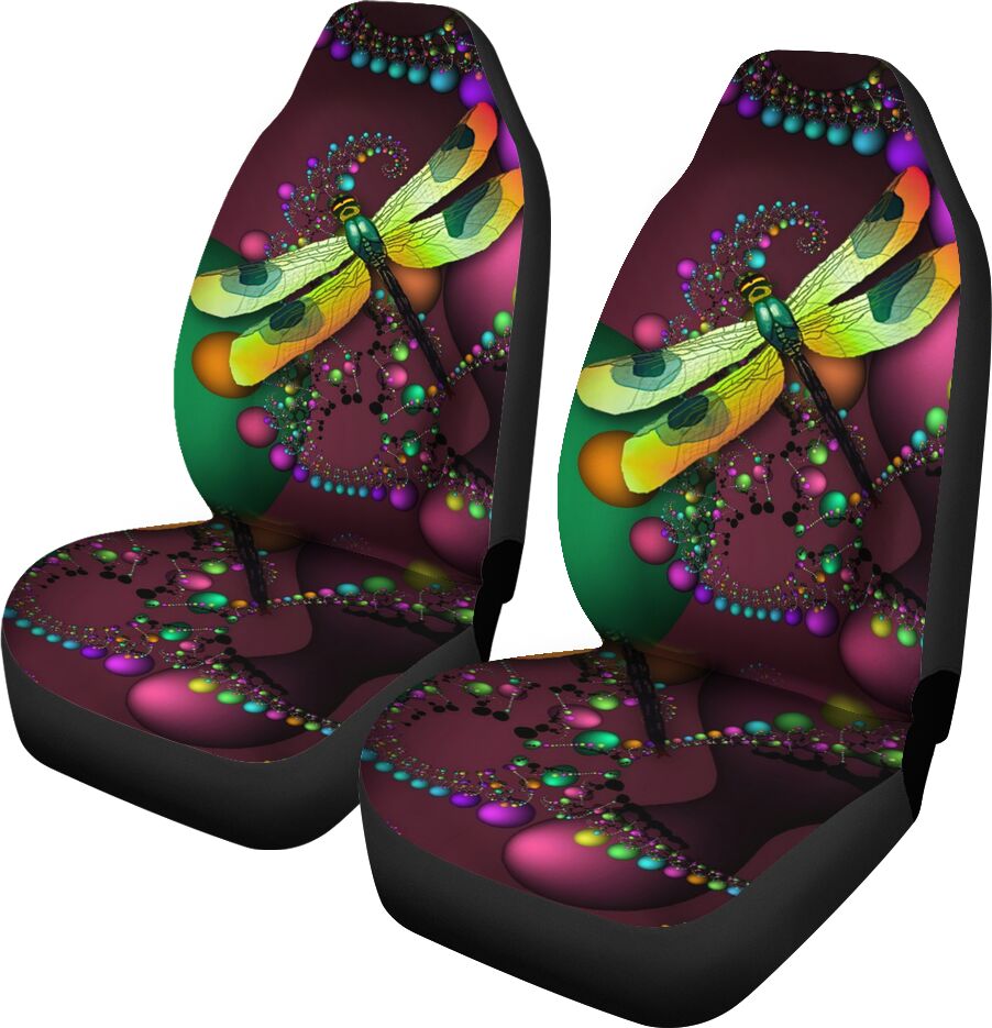 Dragonfly Lights Color Car Seat Covers, Car Seat Set Of Two, Automotive Seat Covers