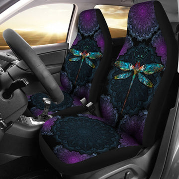 Dragonfly Mandala Car Seat Covers, Car Seat Set Of Two, Automotive Seat Covers