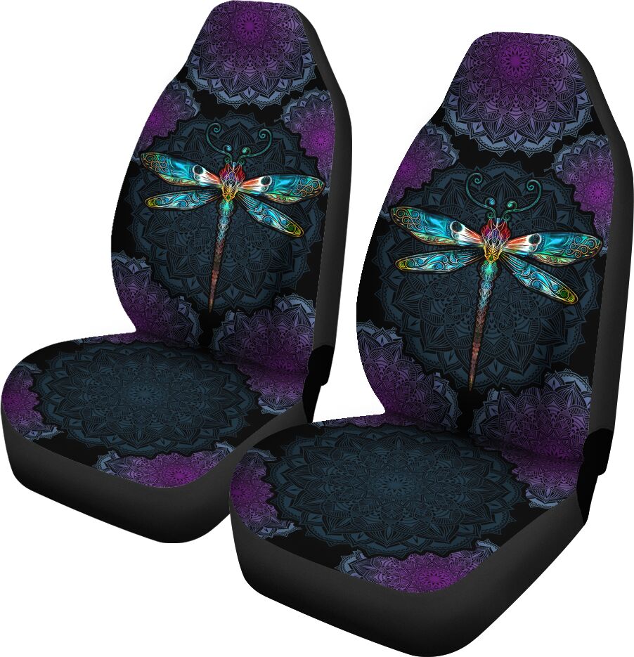 Dragonfly Mandala Car Seat Covers, Car Seat Set Of Two, Automotive Seat Covers