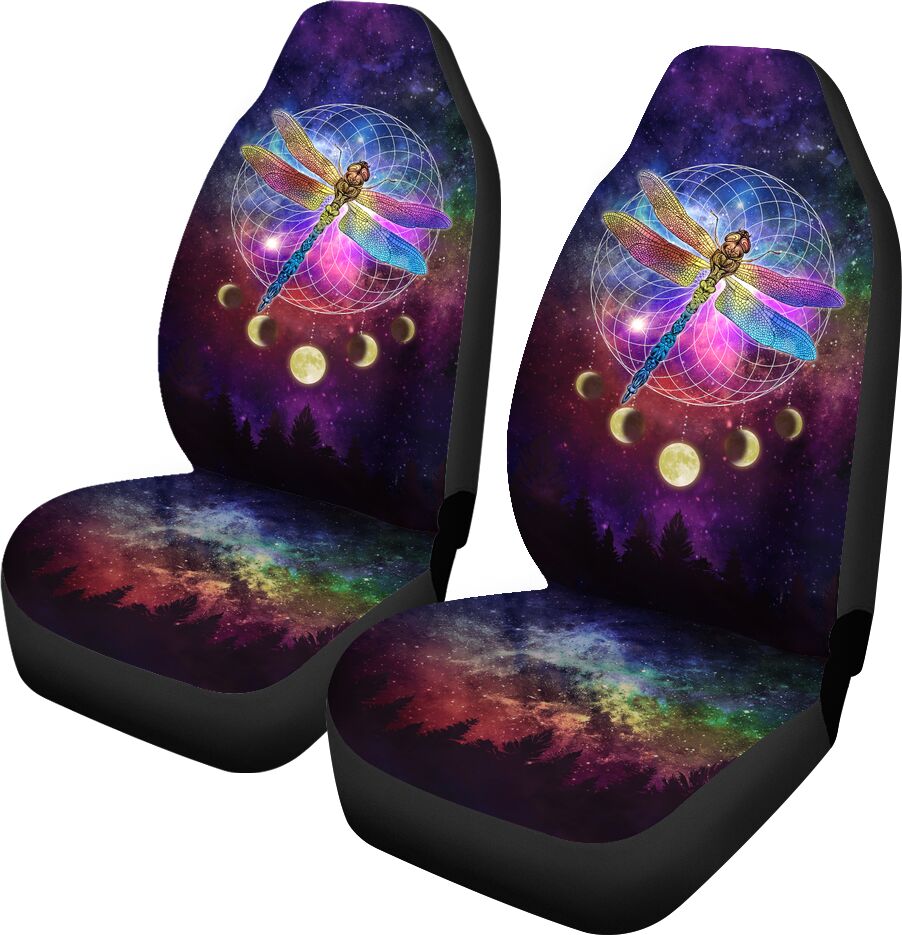 Dragonfly Moon Galaxy Car Seat Version 2 Covers, Car Seat Set Of Two, Automotive Seat Covers