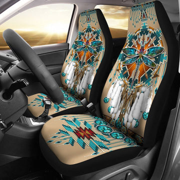 Dragonfly Native American Dreamcatcher Car Seat Covers, Car Seat Set Of Two, Automotive Seat Covers