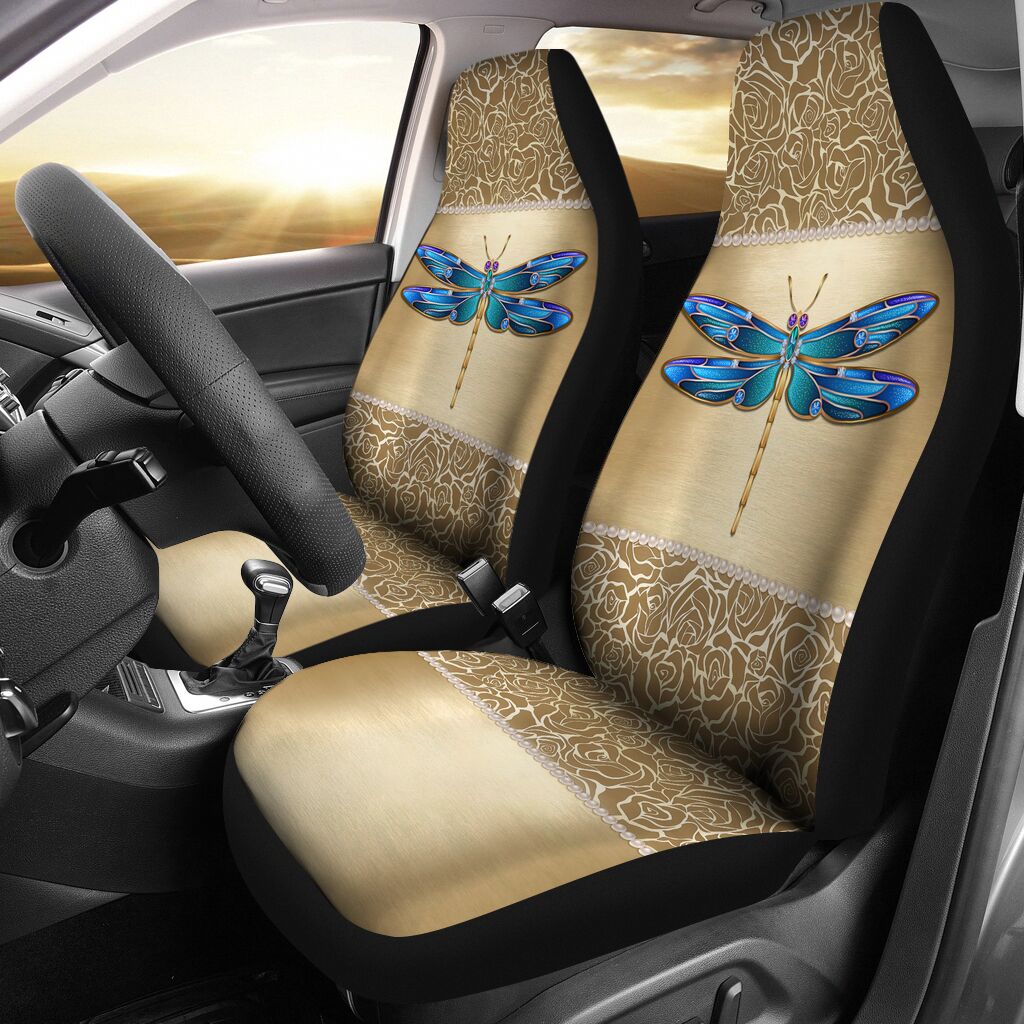 Dragonfly Pearl Car Seat Covers, Car Seat Set Of Two, Automotive Seat Covers