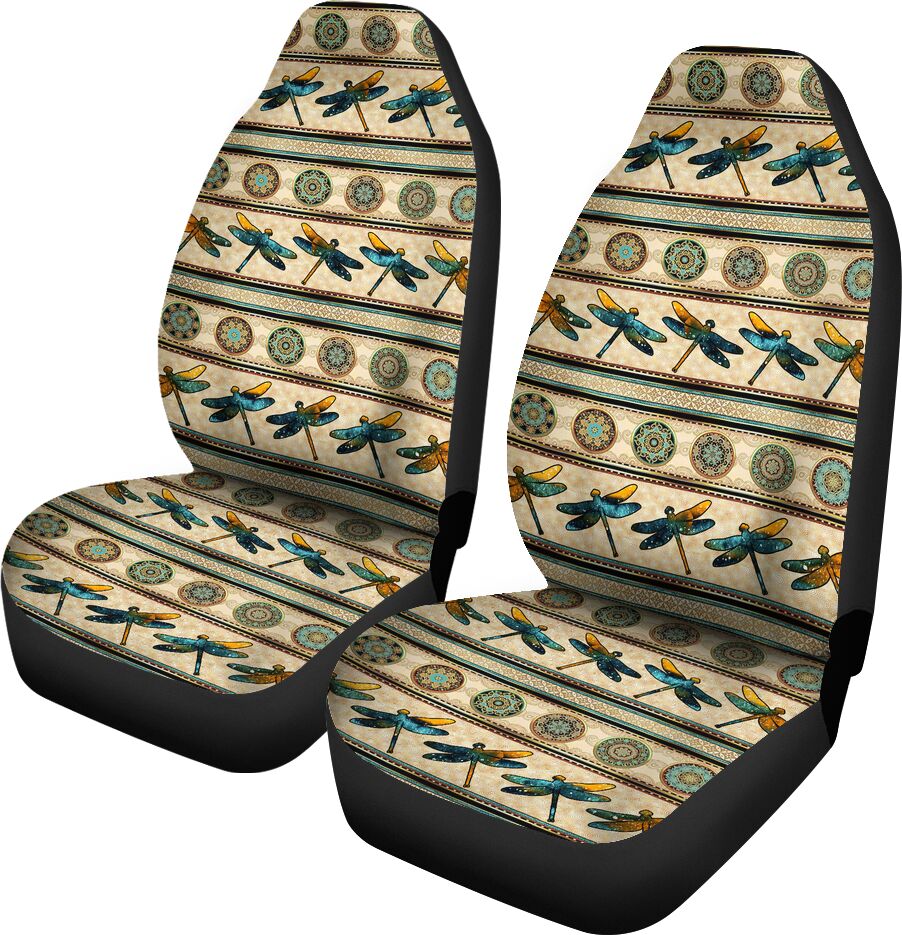 Dragonfly Stripe Sand Car Seat Covers, Car Seat Set Of Two, Automotive Seat Covers