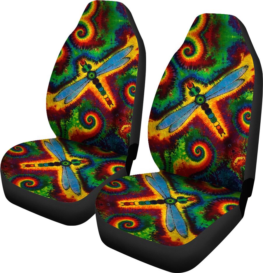 Dragonfly Tie Dye Tt Car Seat Covers, Car Seat Set Of Two, Automotive Seat Covers