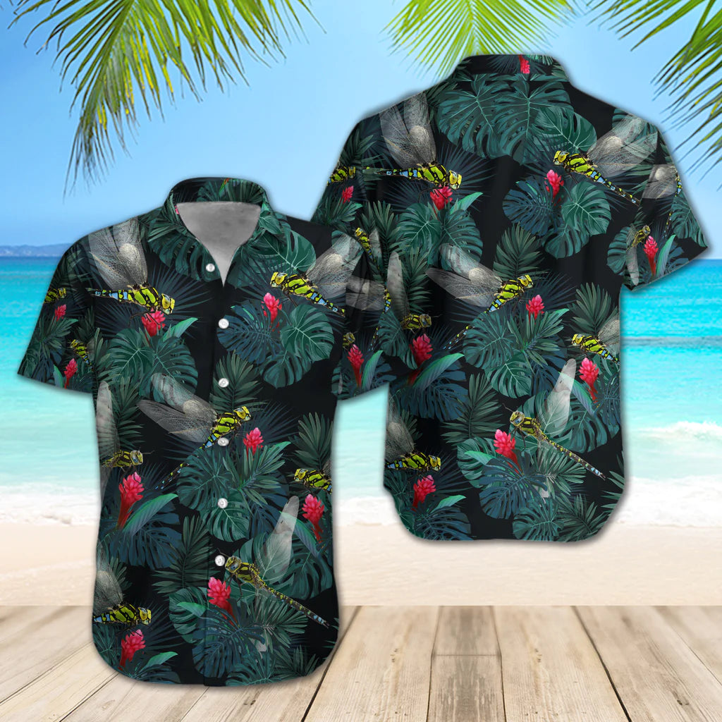 Dragonfly Tropical Shirt Regular Fit Short Sleeve Slim Fit Casual Full Print Shirt