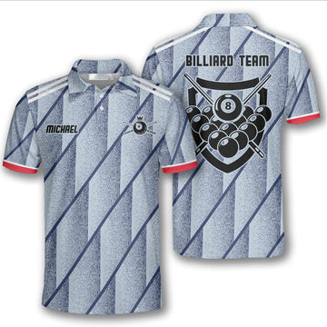 Dust Silver Custom Billiard Shirts for Men, Men's Billiard Polo Shirts, Custom Billiard ball for Team