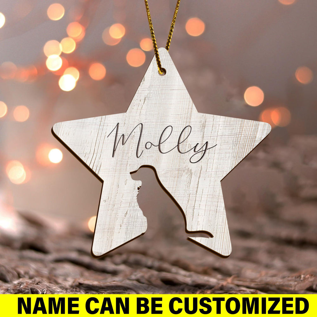 Dog Personalized Puppy Star Wooden Ornament Keepsake