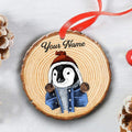 Personalized Penguin Hipster Funny Animal Wooden Ornament