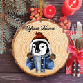 Personalized Penguin Hipster Funny Animal Wooden Ornament