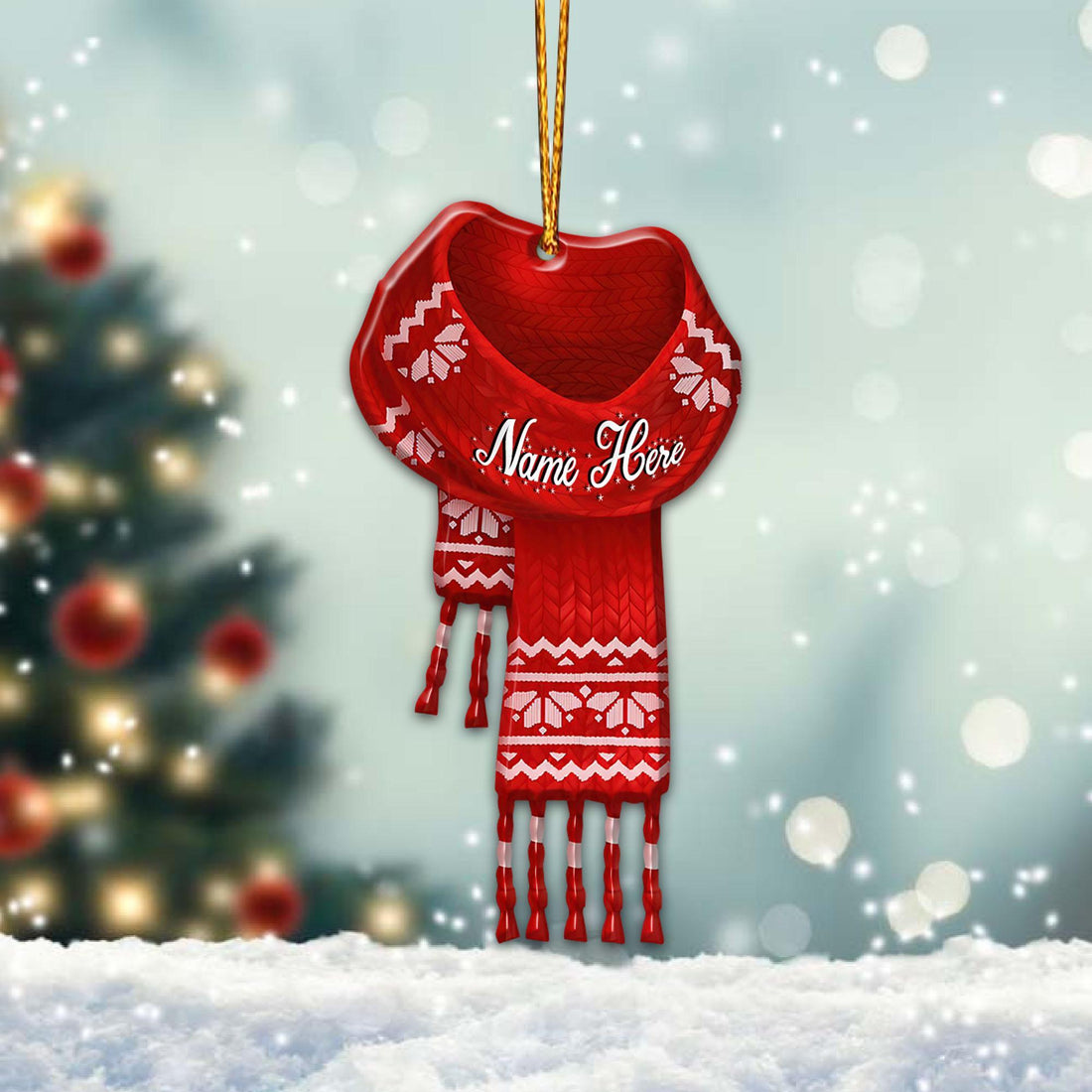 Personalized Winter Scarf Christmas Ornaments 2022, Christmas Tree Decorations, Red Christmas Ornaments, Car Hanging Ornament