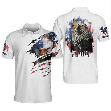 Eagle American Polo Shirt For Men, Independence polo shirt, 4th of july polo shirt