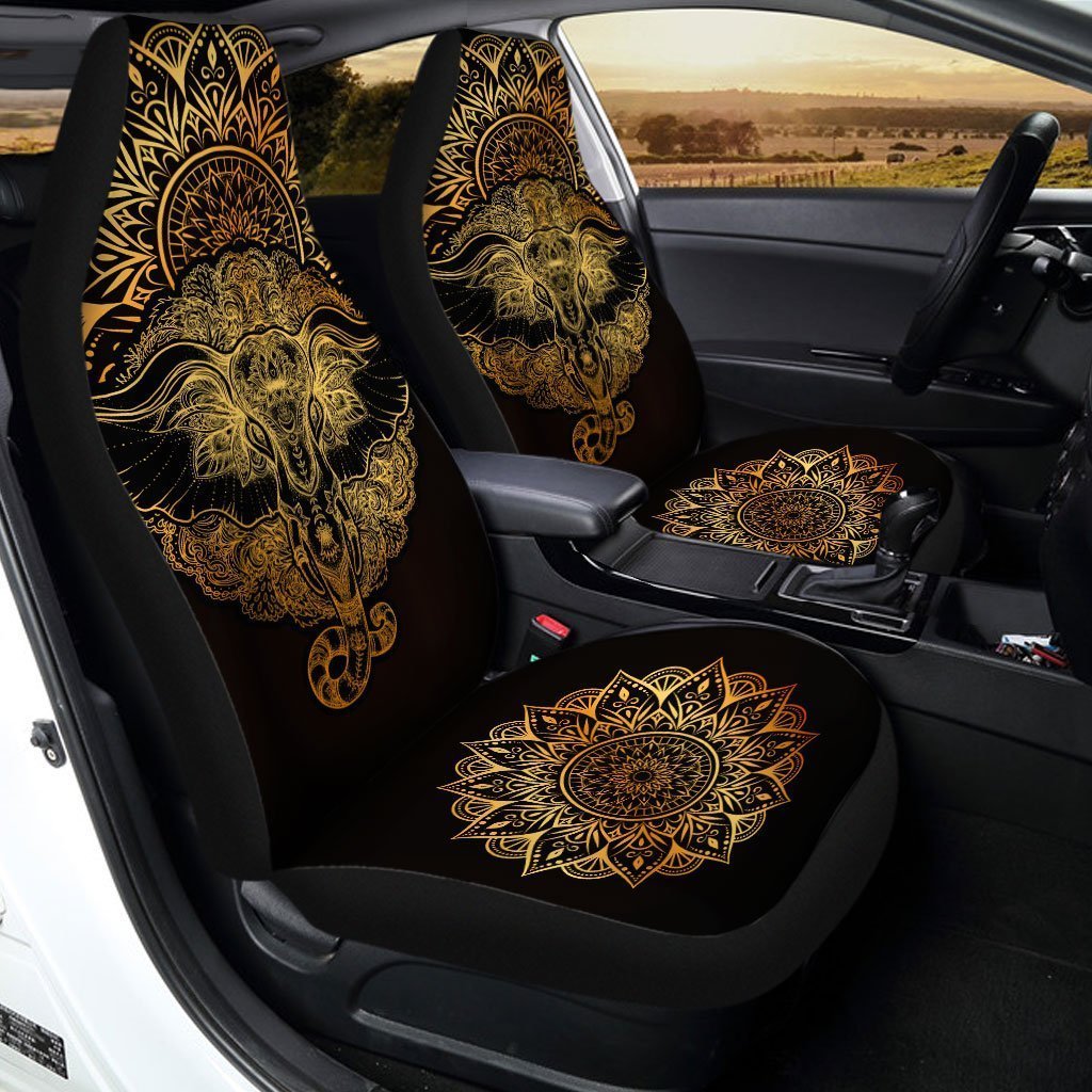 Elephant Mandala Car Seat Covers Custom Yoga Car Accessories - Gearcarcover - 1