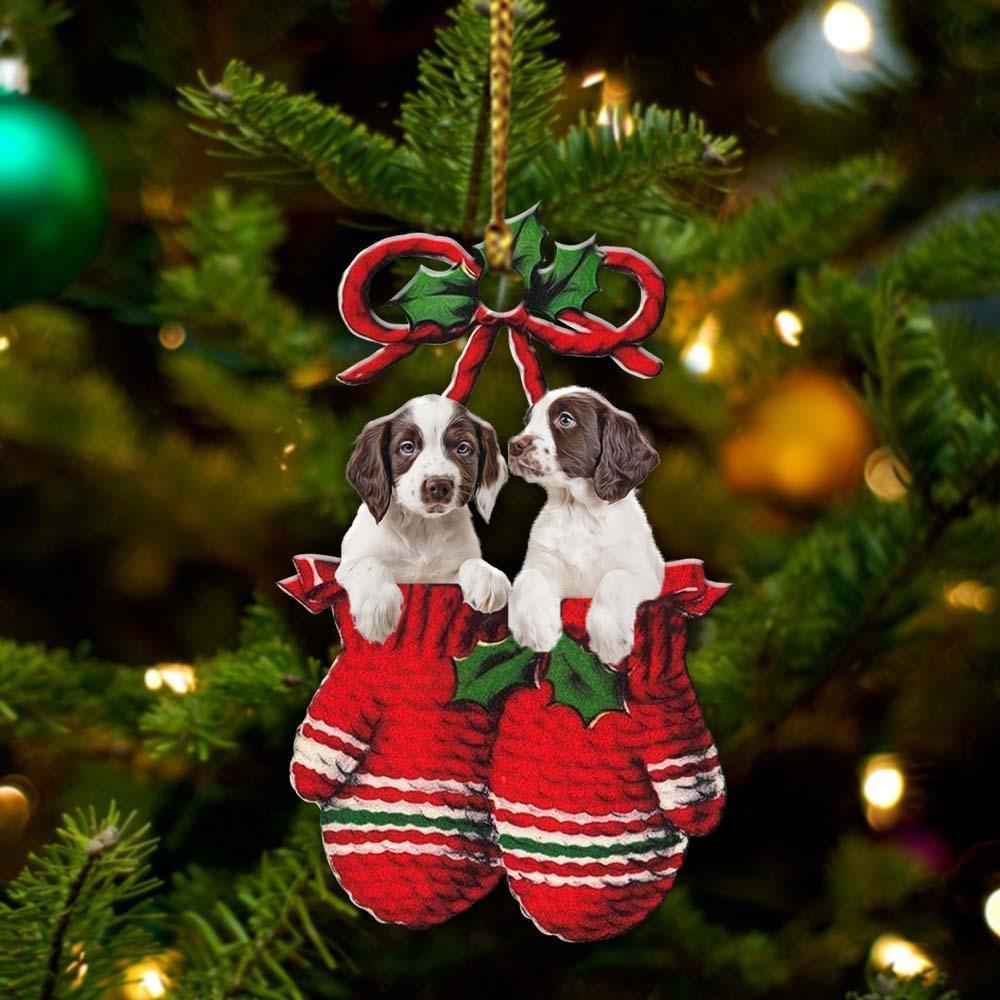 English Springer Spaniel Inside Your Gloves Christmas Holiday Two Sided Ornament, Gift For Dog Lovers