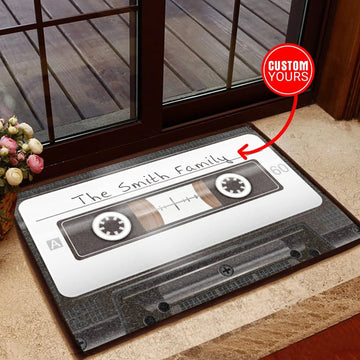 Family Door Mat Black Cassette Personalized