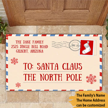 Family Door Mat To Santa Claus The North Pole Personalized