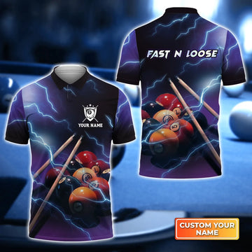 Fast N Loose Team 3D Polo Shirt Gift For Billiard Players, Billiard shirt for men, Gift For Billiard Players