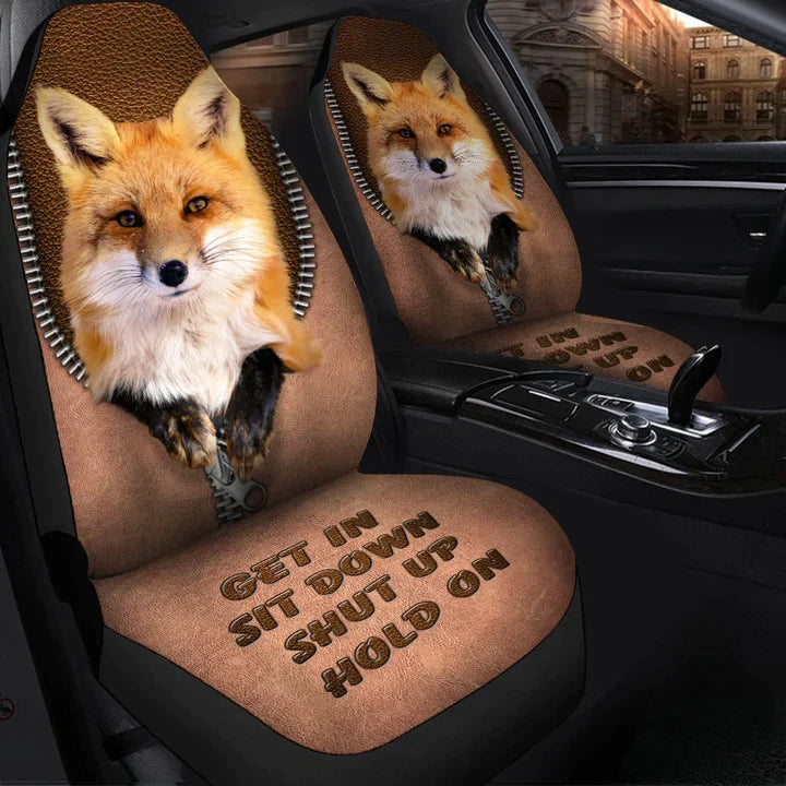 Fox Hold on Funny Car Seat Covers, Front Bucket Seat Cover For Car