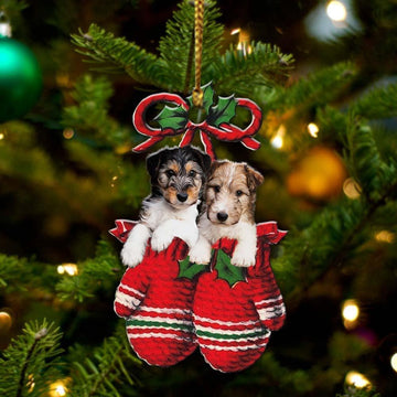 Fox Terrier Inside Your Gloves Christmas Holiday Two Sided Ornament, Gift For Dog Lovers