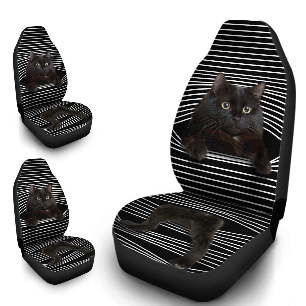 Funny Black Cat Car Seat Covers Custom Black Cat Car Accessories For Cat Lovers