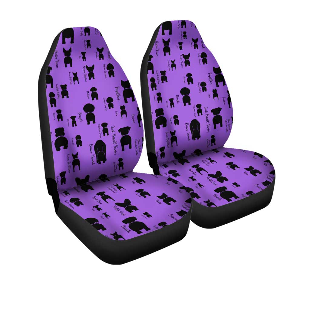 Funny Dogs Car Seat Covers Custom Purple Pattern Car Accessories