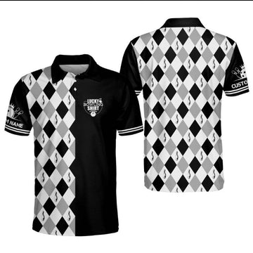 Men's Black Pattern bowling Polo Shirt, Bowling team shirt, Gift for bowling player