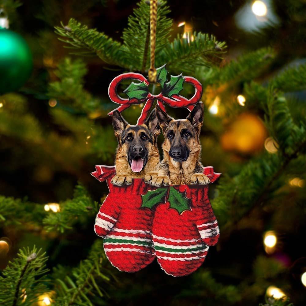 German Shepherd Inside Your Gloves Christmas Holiday Two Sided Ornament, Gift For Dog Lovers