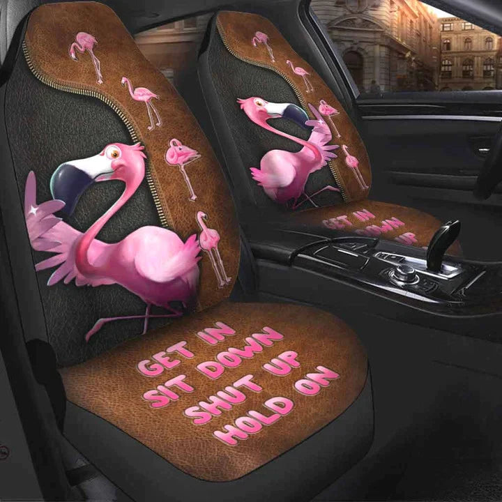 Get In Sit Down Flamingo Seat Cover Set, Front Bucket Seat Cover For Car