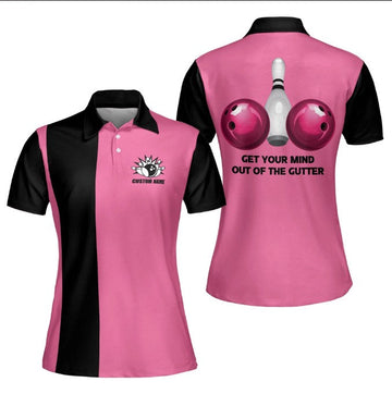 Get Your Mind Out of The Gutter bowling Pink Polo Shirt, Short Sleeve Women Polo Shirt For Ladies