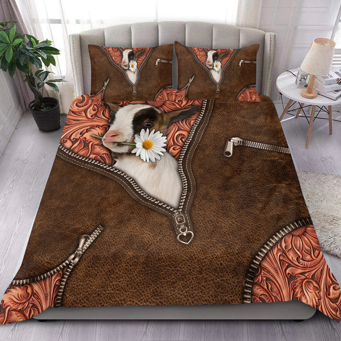 Goat Bedding Set, Gift for Farmer, Goat Lovers - PF10103