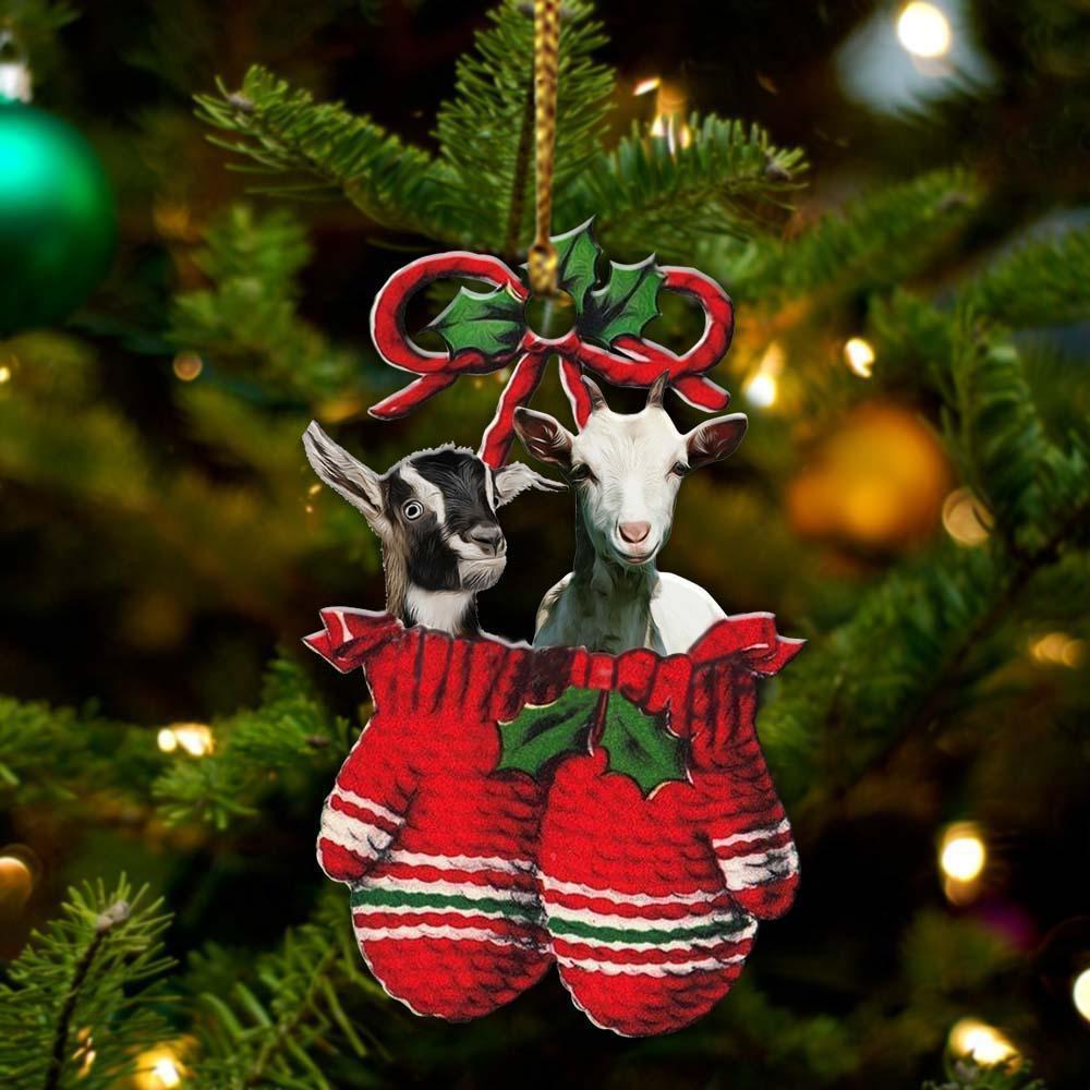 Goats Inside Your Gloves Christmas Holiday Two Sided Ornament, Gift For Dog Lovers