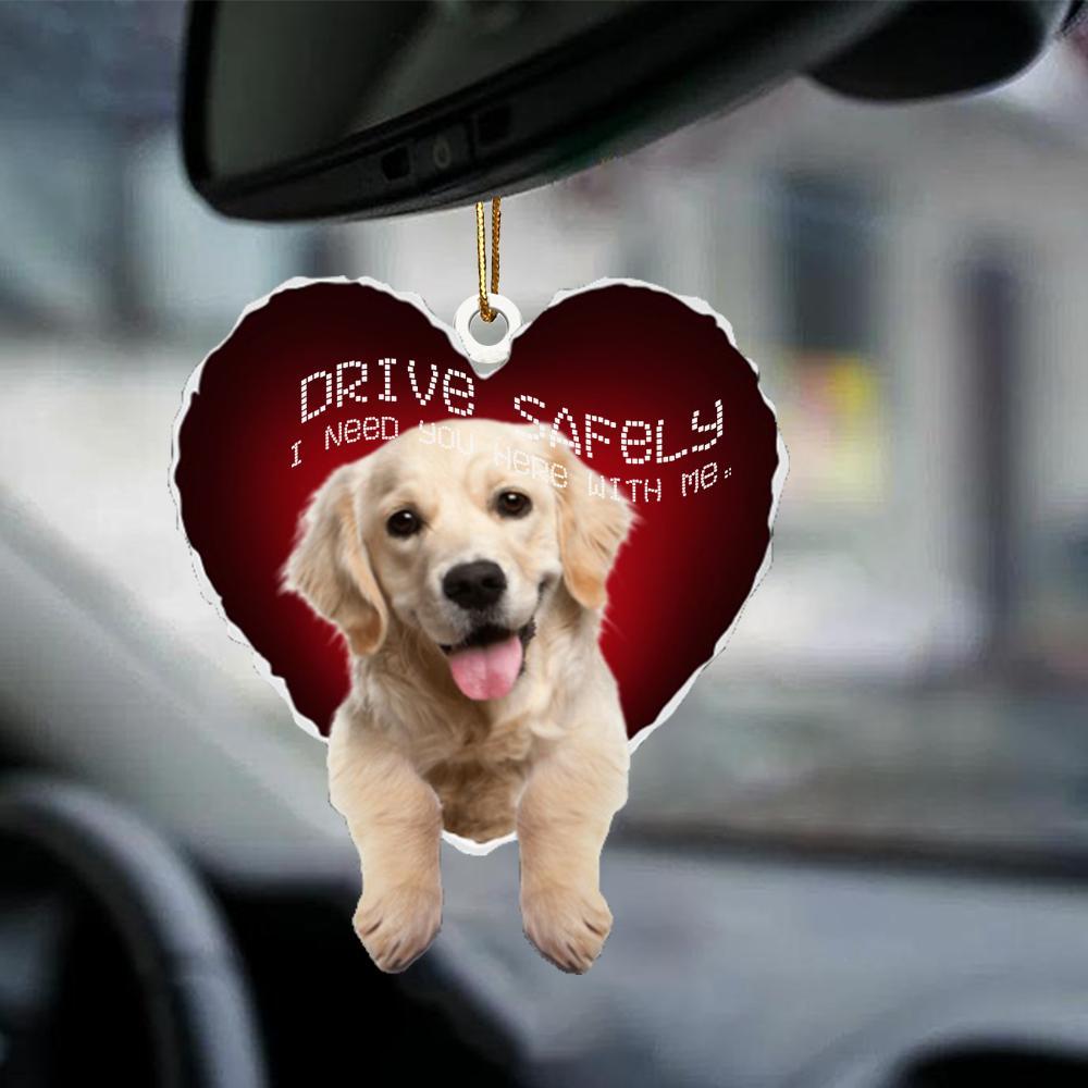 Golden Retriever 2 Drive Safely Car Hanging Ornament, Gift For Dog Lover
