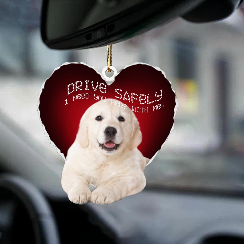 Golden Retriever Drive Safely Car Hanging Ornament, Gift For Dog Lover