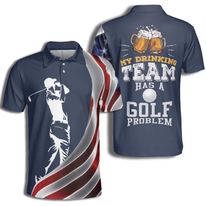 Golf Beer Drinking Team Golf Problem Polo Shirt For Men