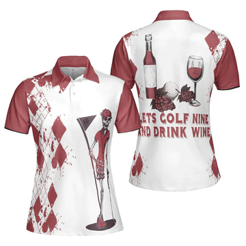 Golf Nine And Drink Wine Short Sleeve Women Polo Shirt