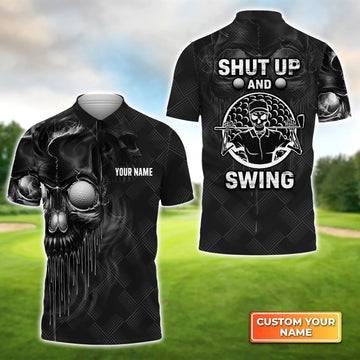 Golf Shut Up And Swing - Personalized Name 3D Polo Shirt Gift For Golfers