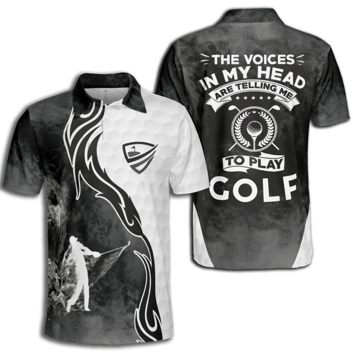 Golf Voices In My Head Smoke Tribal Polo Shirt For Men