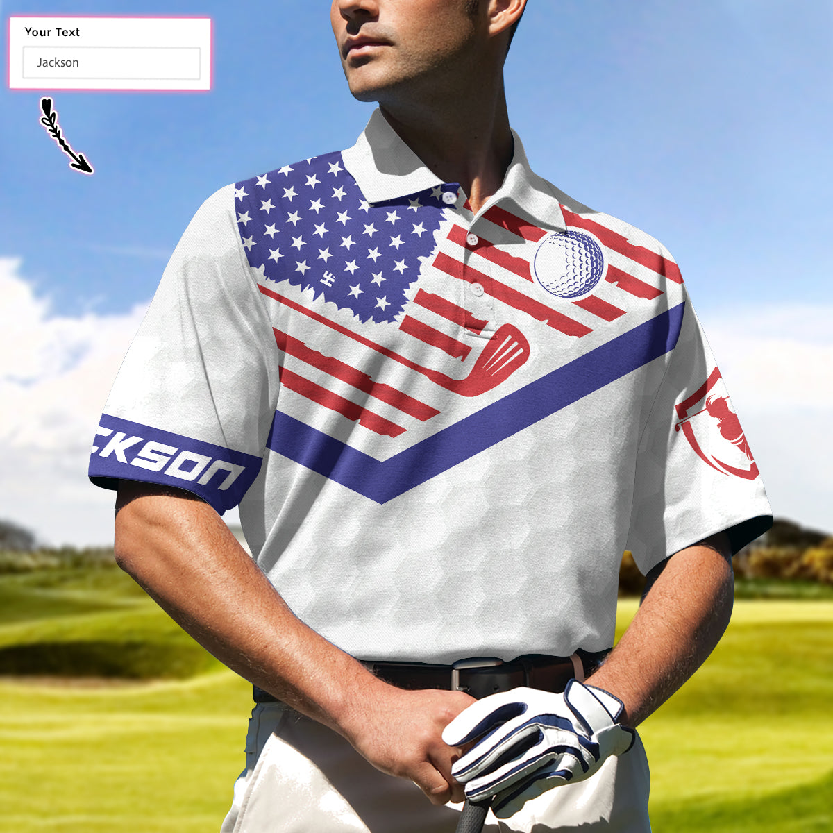 Golf American Flag New Custom Polo Shirt White Golf Pattern Personalized Polo Shirt Patriotic Golf Shirt For Men - 5