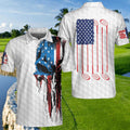 Golf American Flag Polo Shirt Patriot White Golf Pattern Wet Paint Skull Polo Shirt Patriotic Golf Shirt For Men - 1