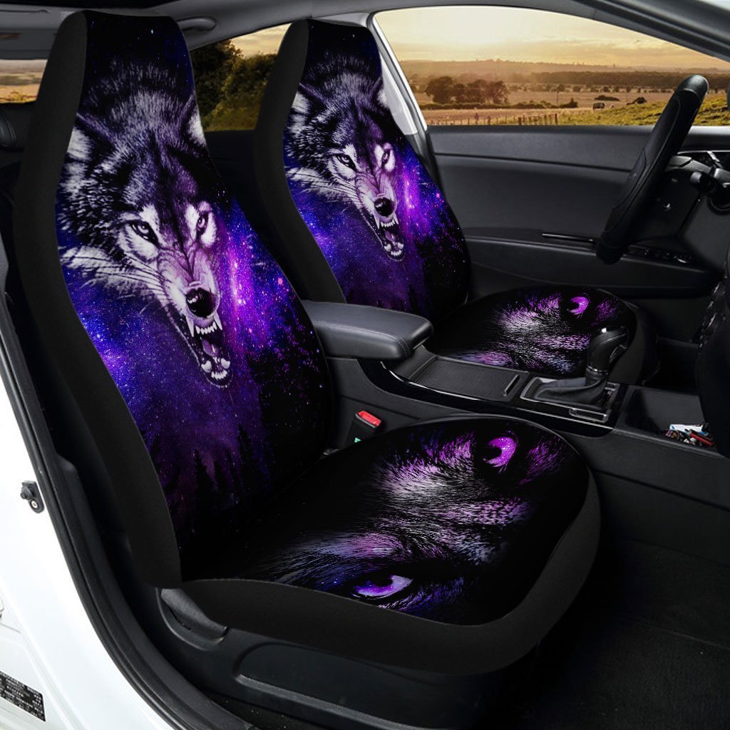 Gray Wolf Car Seat Covers Custom Coolest Car Accessories Best For Dad - Gearcarcover - 1