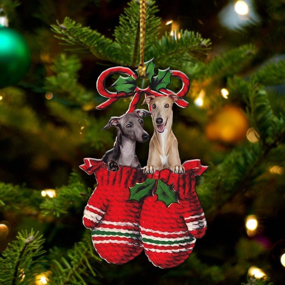 Greyhound Inside Your Gloves Christmas Holiday Two Sided Ornament, Gift For Dog Lovers