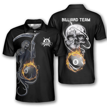 Grim Reaper Custom Billiard Shirts for Men, Custom Billiard Shirts for Team, Billiard Polo Shirts