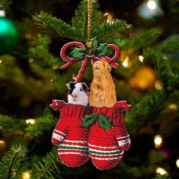 Guinea pig Inside Your Gloves Christmas Holiday Two Sided Ornament, Gift For Dog Lovers