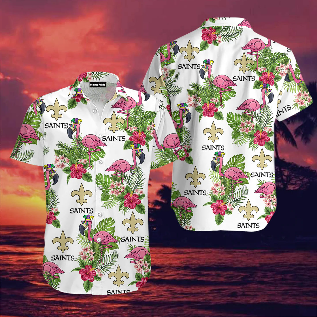 Happy Mardi Gras New Orleans Saints Floral Aloha Hawaiian Shirts For Men & For Women