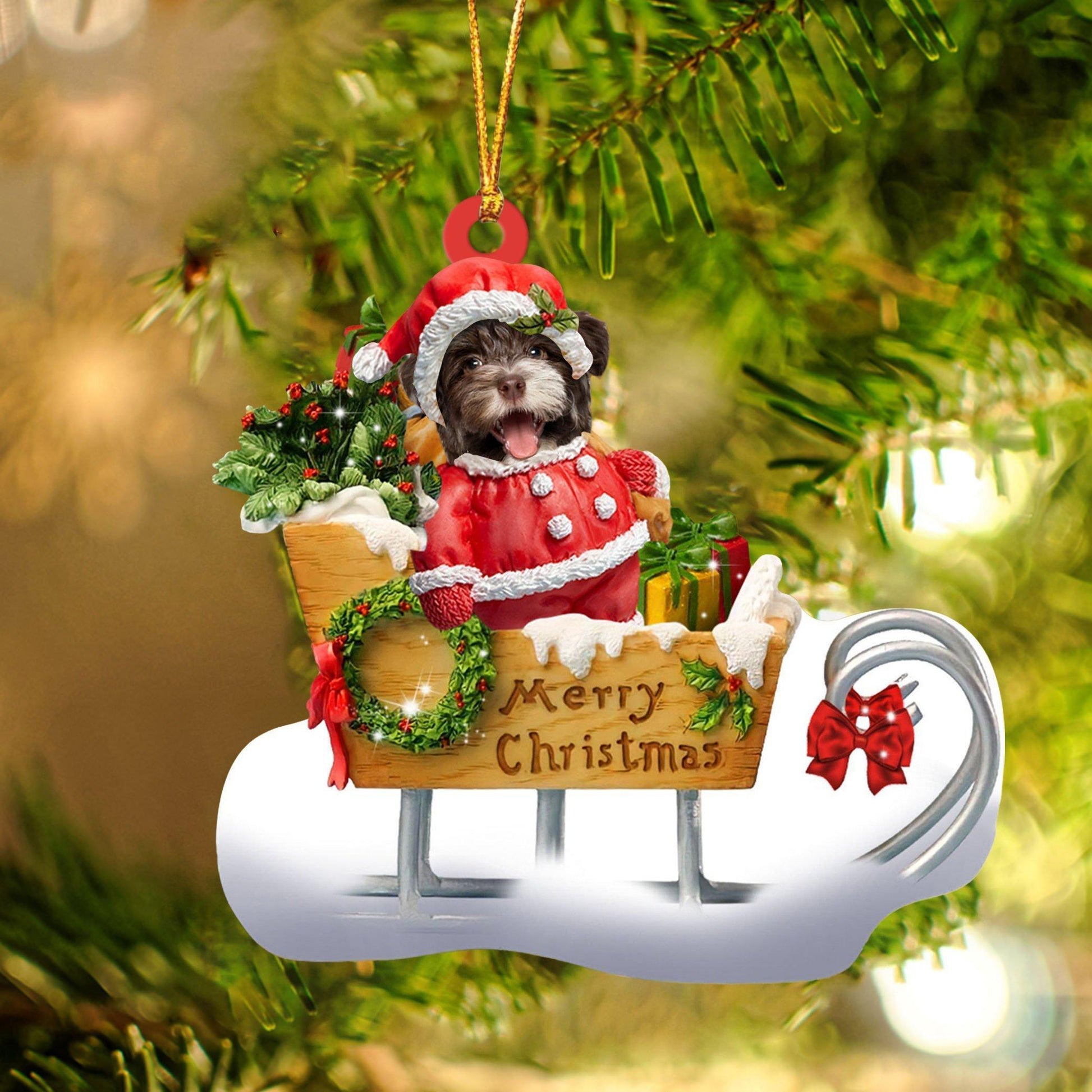 Havanese Merry Christmas Ornament, Gift For Dog Lover